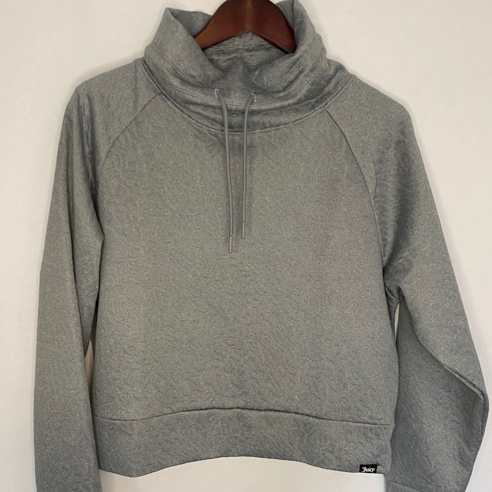 Juicy Couture Sport Cowl Neck Sweater Sweatshirt Heather Gray size Medium EUC
